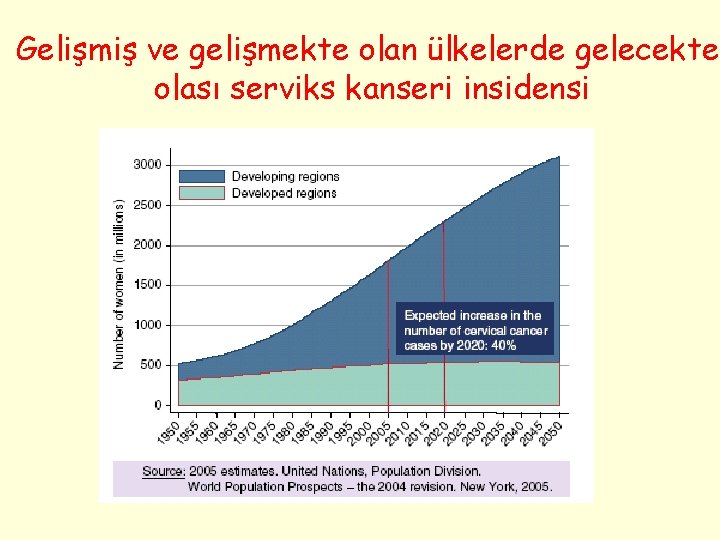 Gelişmiş ve gelişmekte olan ülkelerde gelecekte olası serviks kanseri insidensi 