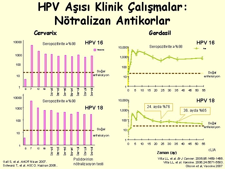 HPV Aşısı Klinik Çalışmalar: Nötralizan Antikorlar Cervarix 10000 Gardasil HPV 16 Seropozitivite ≥%98 Vaccine