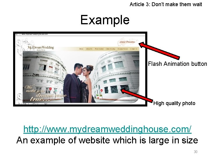 Article 3: Don’t make them wait Example Flash Animation button High quality photo http: