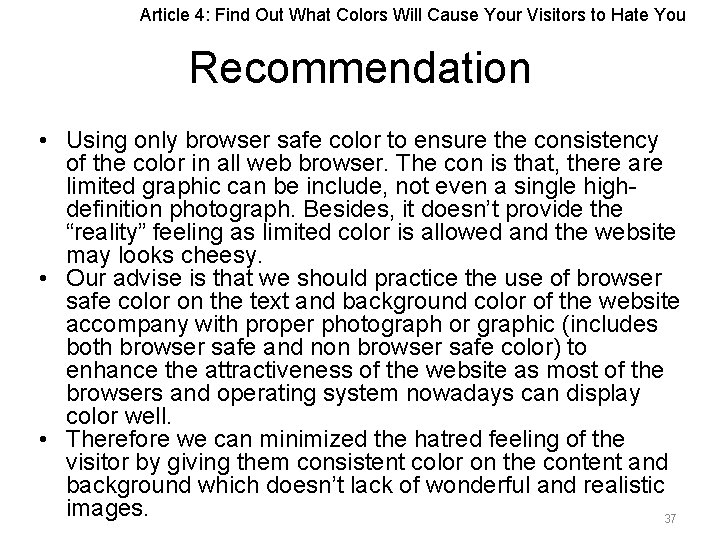 Article 4: Find Out What Colors Will Cause Your Visitors to Hate You Recommendation