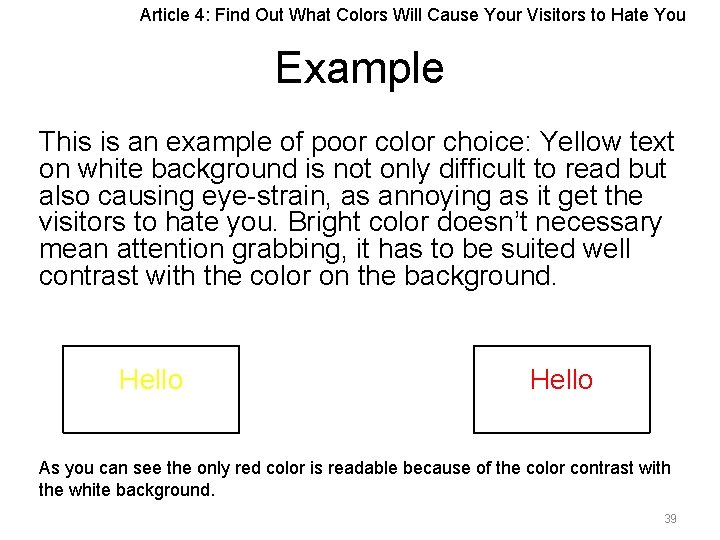 Article 4: Find Out What Colors Will Cause Your Visitors to Hate You Example