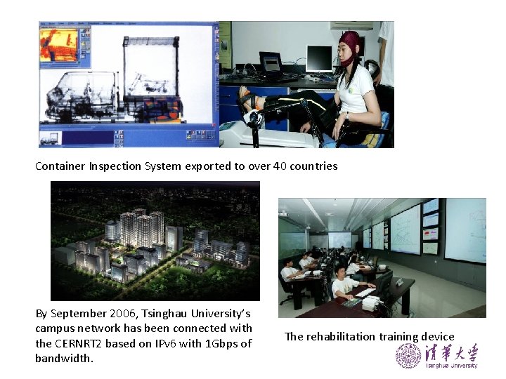 Container Inspection System exported to over 40 countries By September 2006, Tsinghau University’s campus