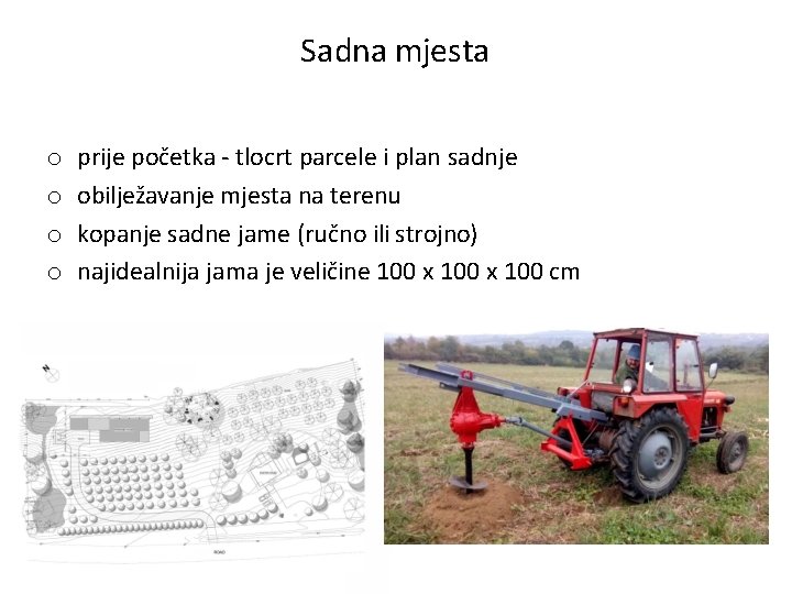 Sadna mjesta o o prije početka - tlocrt parcele i plan sadnje obilježavanje mjesta