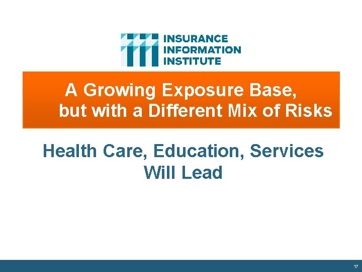 A Growing Exposure Base, but with a Different Mix of Risks Health Care, Education,