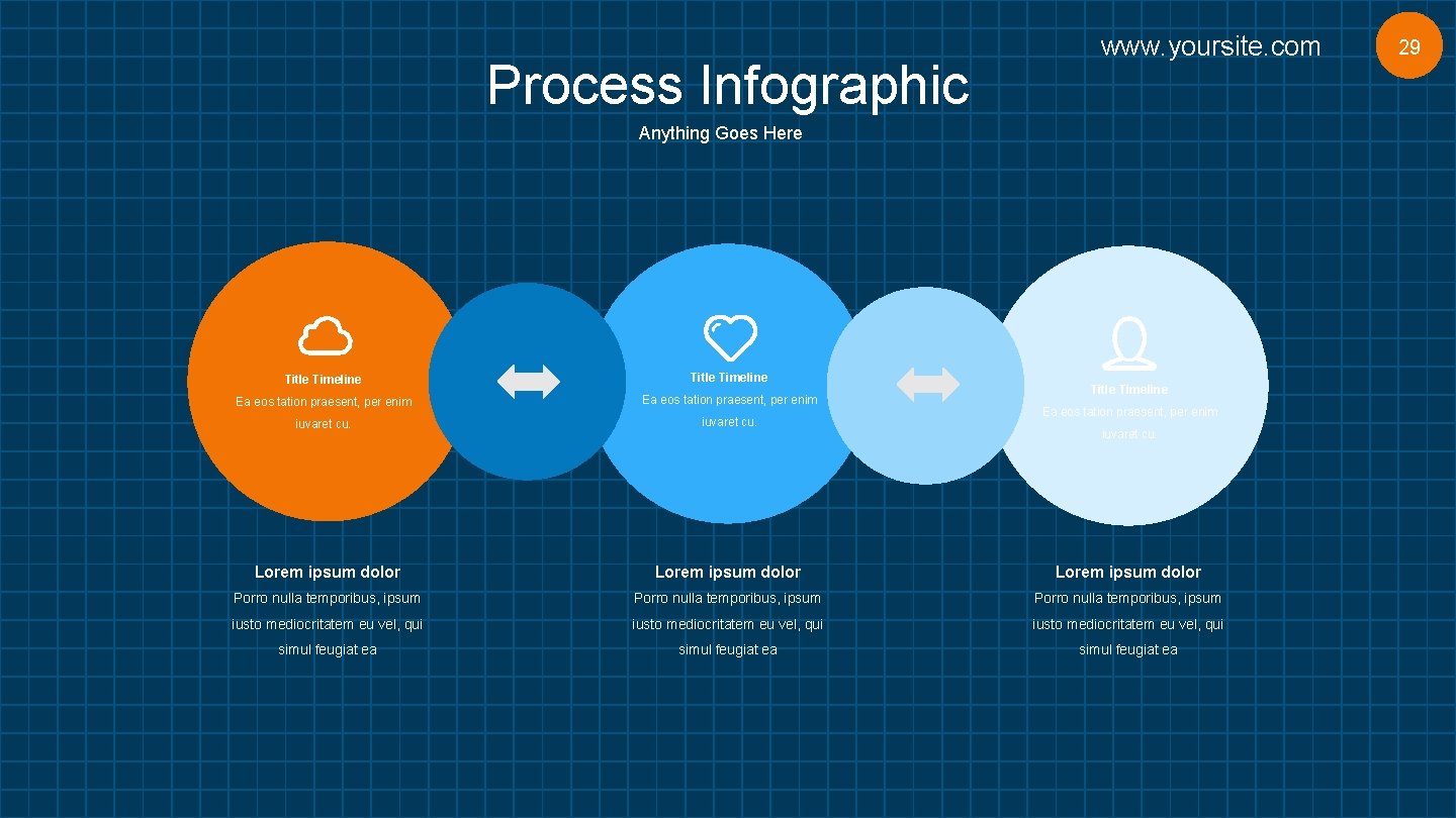 Process Infographic www. yoursite. com Anything Goes Here Title Timeline Ea eos tation praesent,