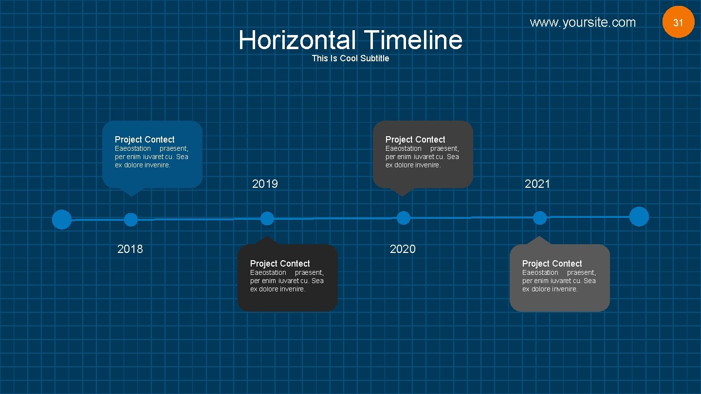 Horizontal Timeline www. yoursite. com This Is Cool Subtitle Project Contect Eaeostation praesent, per