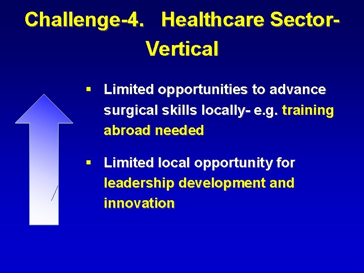 Challenge-4. Healthcare Sector. Vertical § Limited opportunities to advance surgical skills locally- e. g.