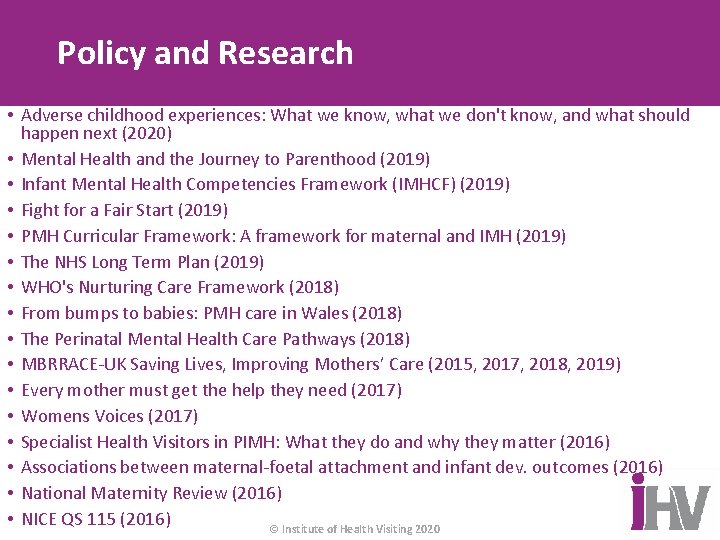 Policy and Research • Adverse childhood experiences: What we know, what we don't know,