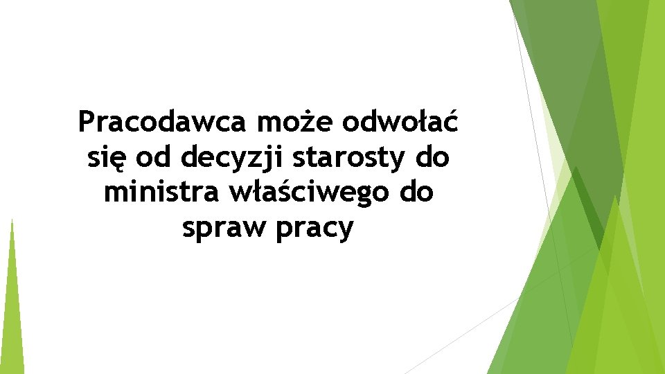 Pracodawca może odwołać się od decyzji starosty do ministra właściwego do spraw pracy 