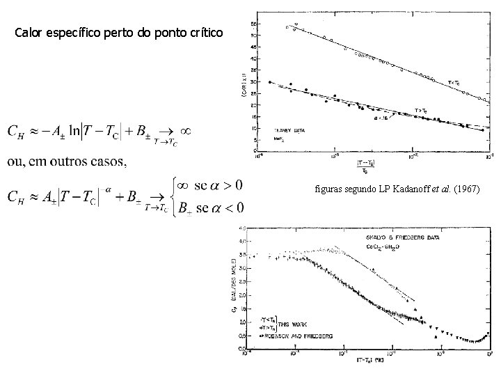 Calor específico perto do ponto crítico figuras segundo LP Kadanoff et al. (1967) 