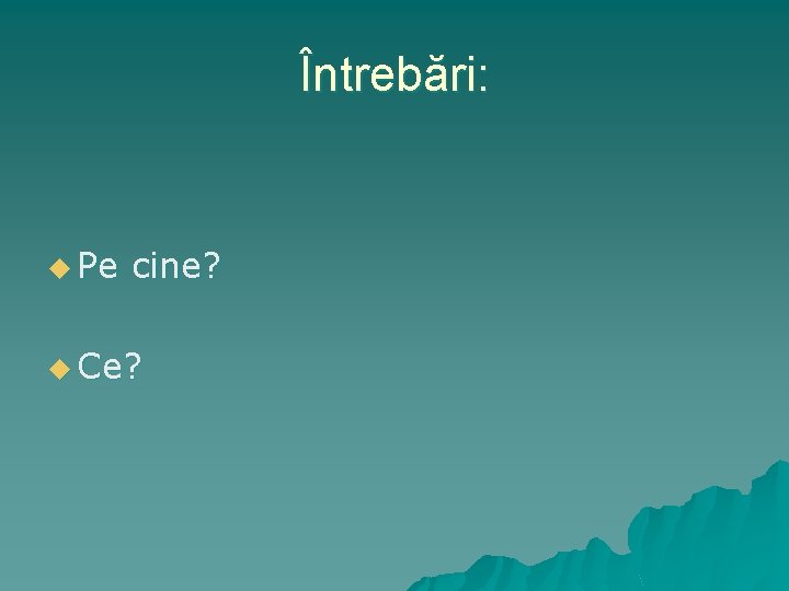 Întrebări: u Pe cine? u Ce? 