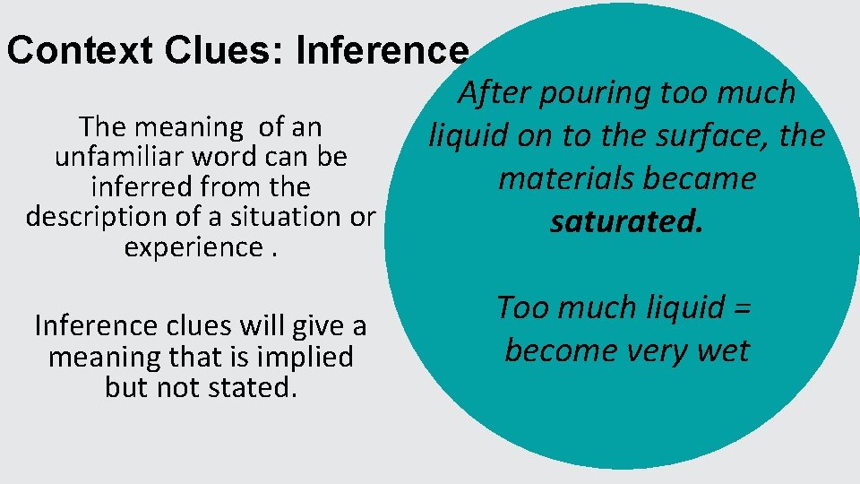 Inference Context Using Context Clues Meeting 3 Use the context