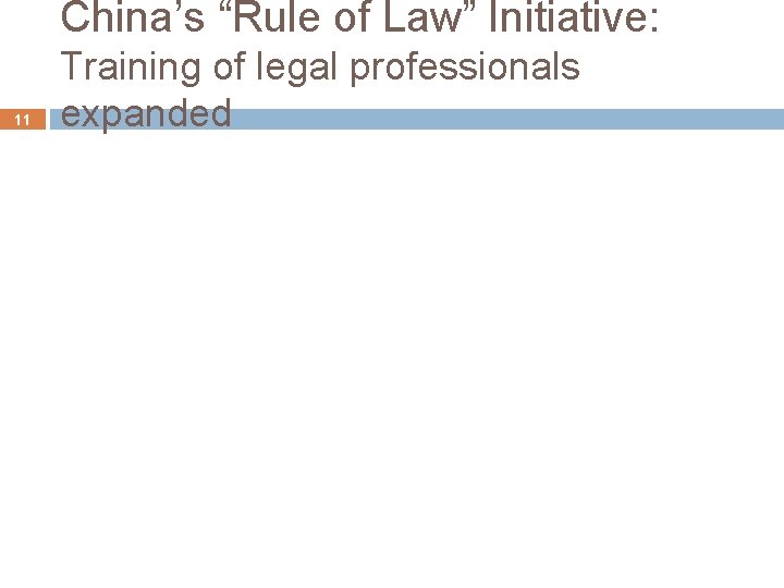 China’s “Rule of Law” Initiative: 11 Training of legal professionals expanded 