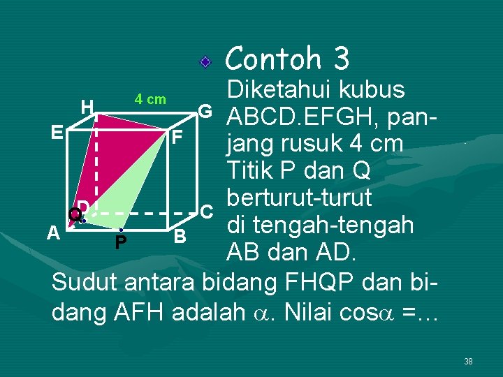 Contoh 3 Diketahui kubus H G ABCD. EFGH, pan. E F jang rusuk 4