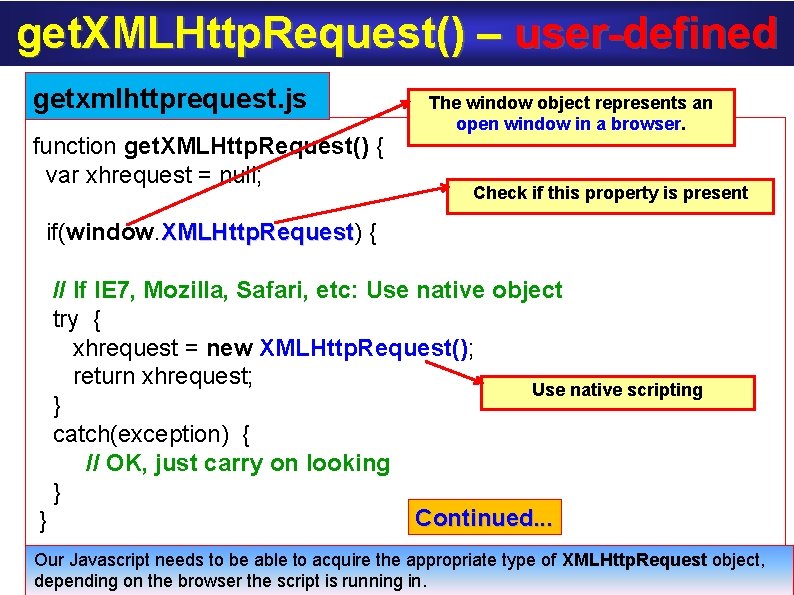 get. XMLHttp. Request() – user-defined getxmlhttprequest. js function get. XMLHttp. Request() { var xhrequest