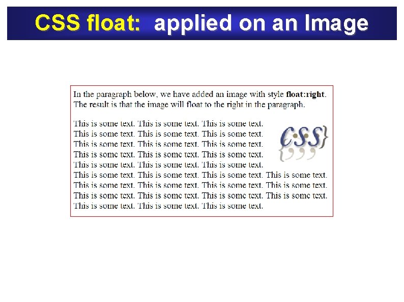 CSS float: applied on an Image 