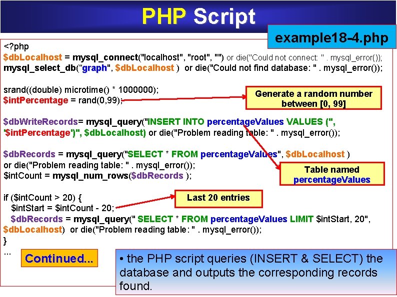 PHP Script example 18 -4. php <? php $db. Localhost = mysql_connect("localhost", "root", "")
