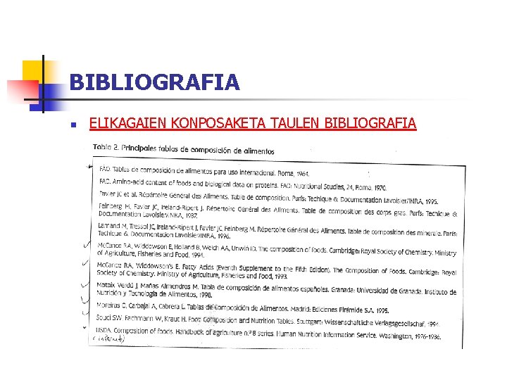 BIBLIOGRAFIA n ELIKAGAIEN KONPOSAKETA TAULEN BIBLIOGRAFIA 