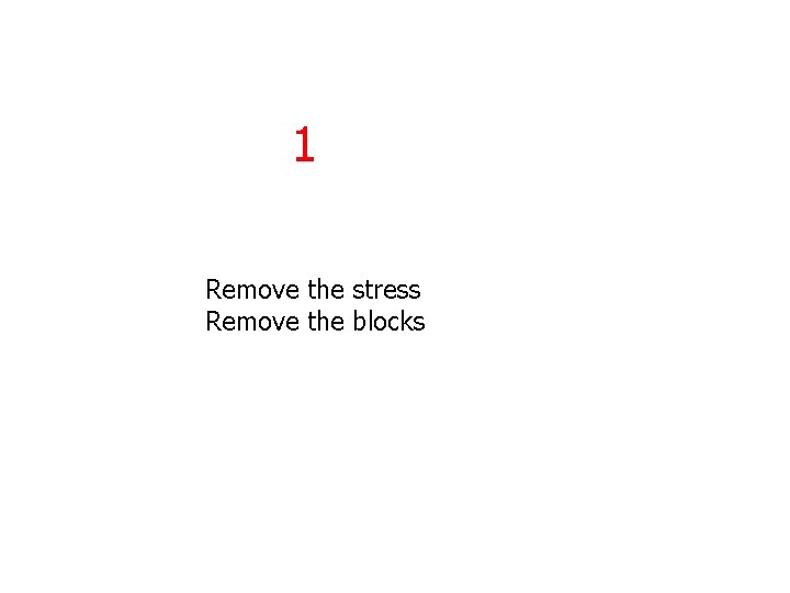 1 Remove the stress Remove the blocks 