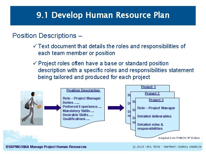 9. 1 Develop Human Resource Plan Position Descriptions – ü Text document that details