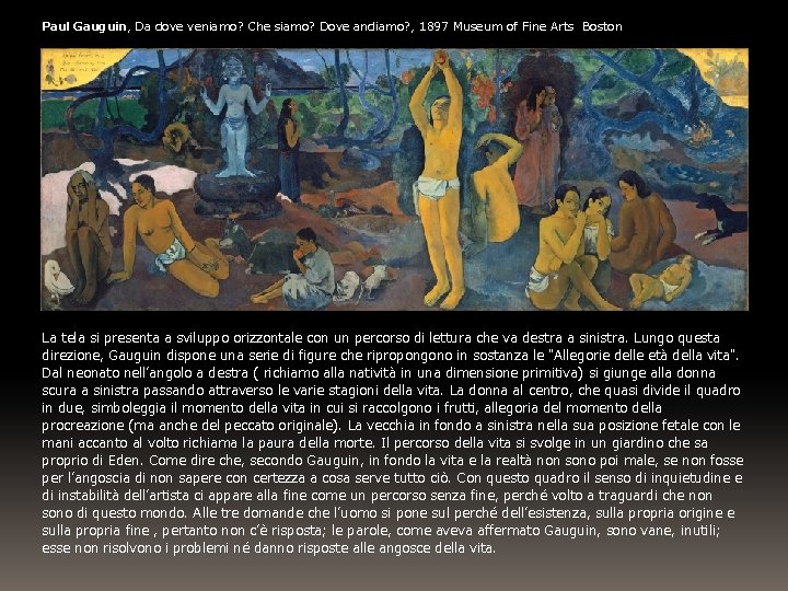 Paul Gauguin, Da dove veniamo? Che siamo? Dove andiamo? , 1897 Museum of Fine