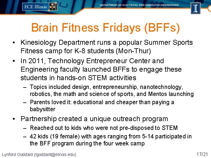 Brain Fitness Fridays (BFFs) • Kinesiology Department runs a popular Summer Sports Fitness camp