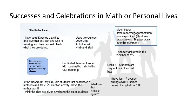 Successes and Celebrations in Math or Personal Lives 