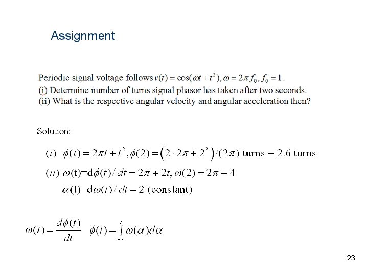 Assignment Solution: 23 