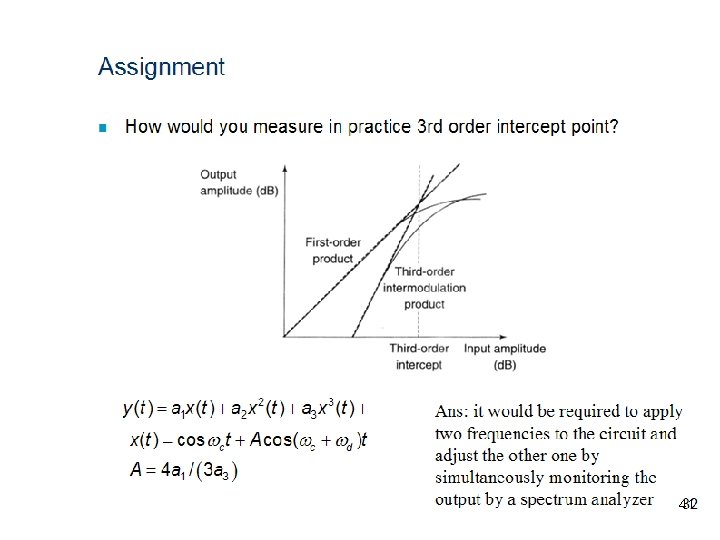 Assignment n How would you measure in practice 3 rd order intercept point? Ans: