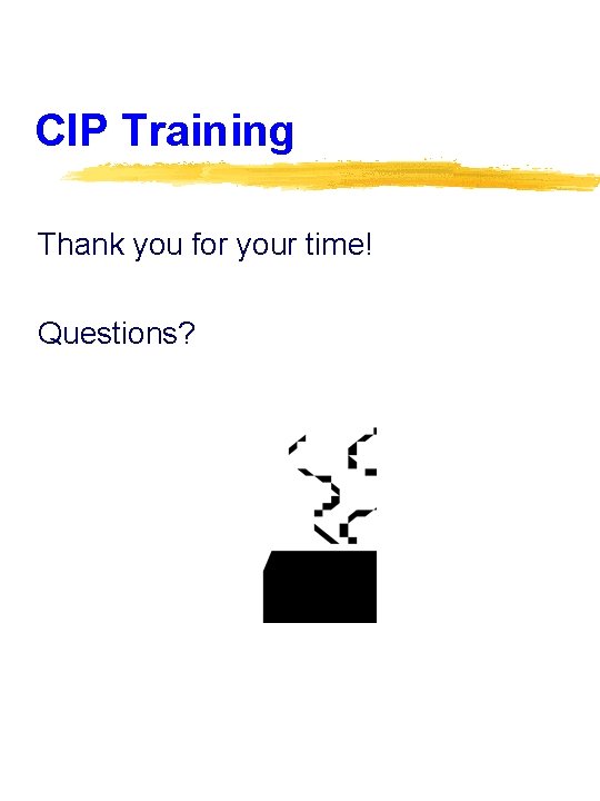 CIP Training Thank you for your time! Questions? 