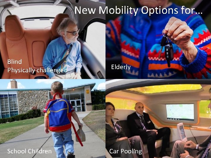New Mobility Options for… New mobility options for… Blind Physically challenged Elderly School Children