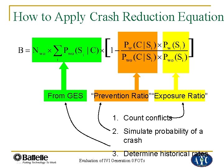 How to Apply Crash Reduction Equation From GES “Prevention Ratio”“Exposure Ratio” 1. Count conflicts