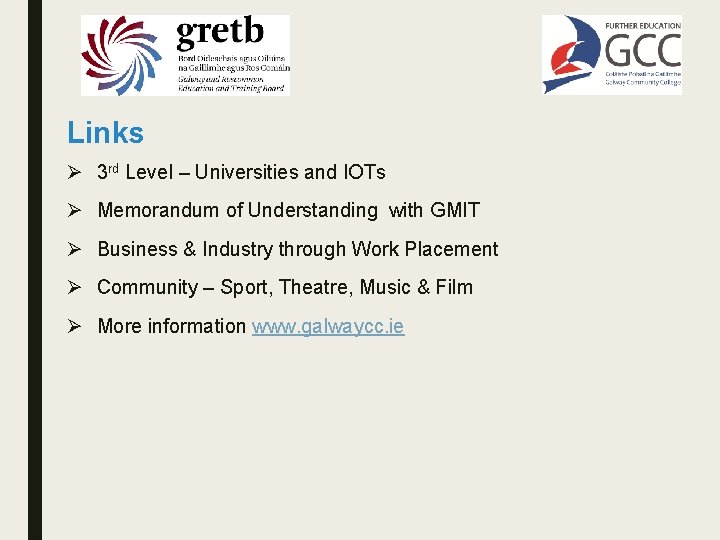 Links Ø 3 rd Level – Universities and IOTs Ø Memorandum of Understanding with