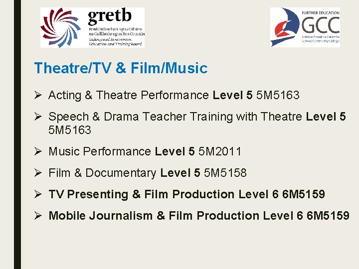 Theatre/TV & Film/Music Ø Acting & Theatre Performance Level 5 5 M 5163 Ø