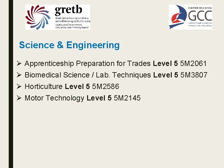 Science & Engineering Ø Apprenticeship Preparation for Trades Level 5 5 M 2061 Ø