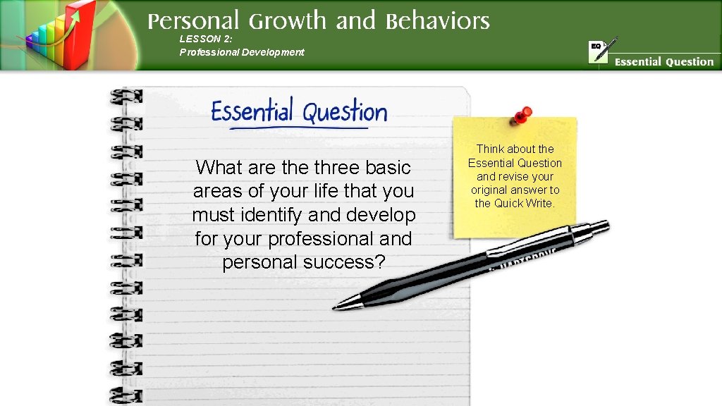 LESSON 2: Professional Development What are three basic areas of your life that you