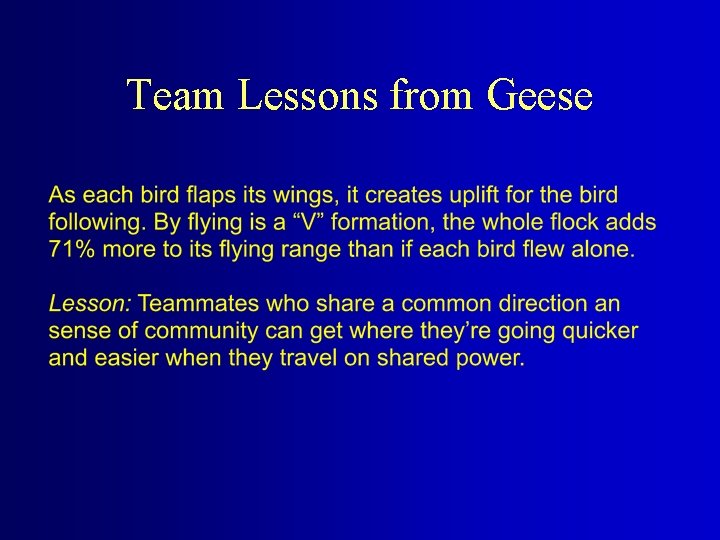 Team Lessons from Geese 