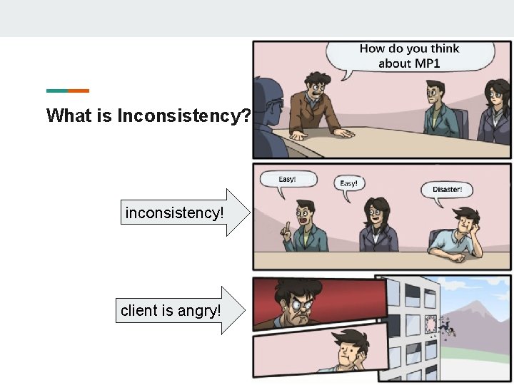 What is Inconsistency? inconsistency! client is angry! 