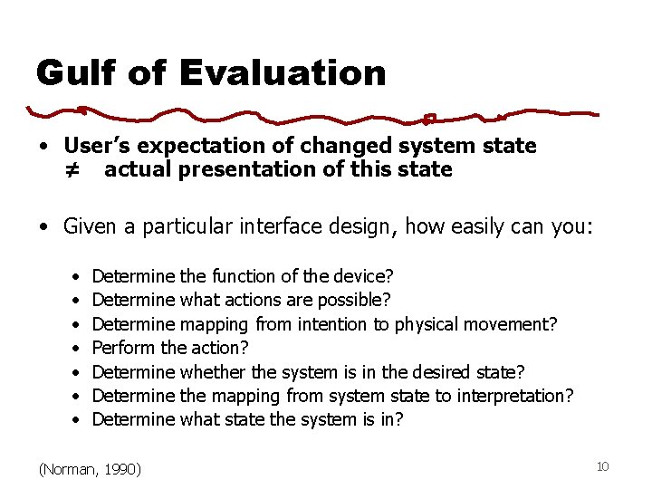 Gulf of Evaluation • User’s expectation of changed system state ≠ actual presentation of