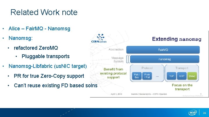 Related Work note • Alice – Fair. MQ - Nanomsg • Nanomsg: • refactored