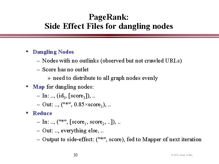 Page. Rank: Side Effect Files for dangling nodes • Dangling Nodes – Nodes with