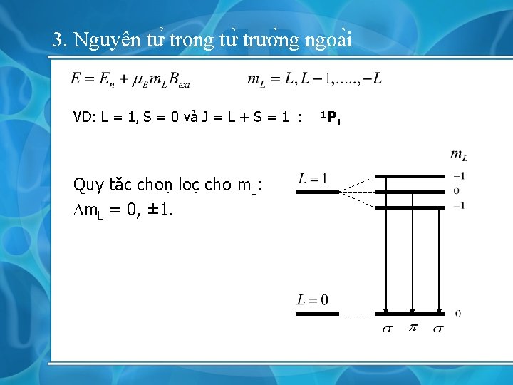 3. Nguyên tư trong tư trươ ng ngoa i VD: L = 1, S