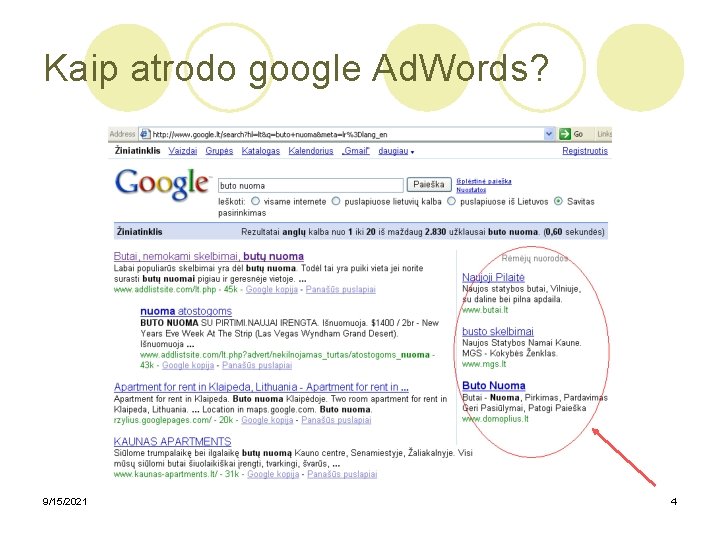 Kaip atrodo google Ad. Words? 9/15/2021 4 