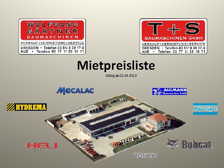 Mietpreisliste Gültig ab 01. 04. 2019 