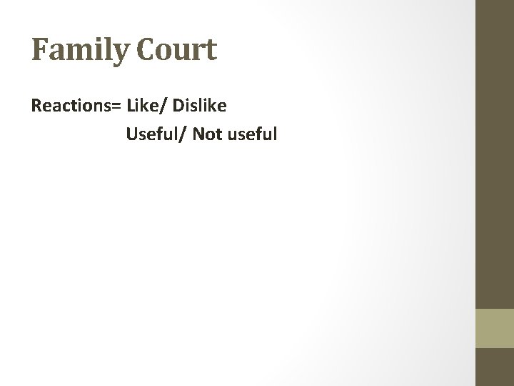 Family Court Reactions= Like/ Dislike Useful/ Not useful 