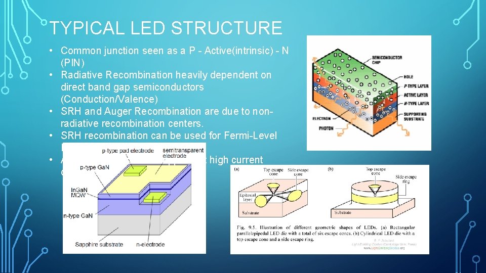 TYPICAL LED STRUCTURE • Common junction seen as a P - Active(intrinsic) - N