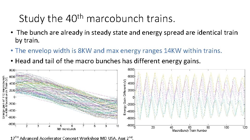 Study the th 40 marcobunch trains. • The bunch are already in steady state