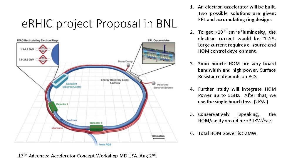 e. RHIC project Proposal in BNL 1. An electron accelerator will be built. Two