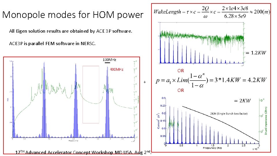 Monopole modes for HOM power All Eigen solution results are obtained by ACE 3