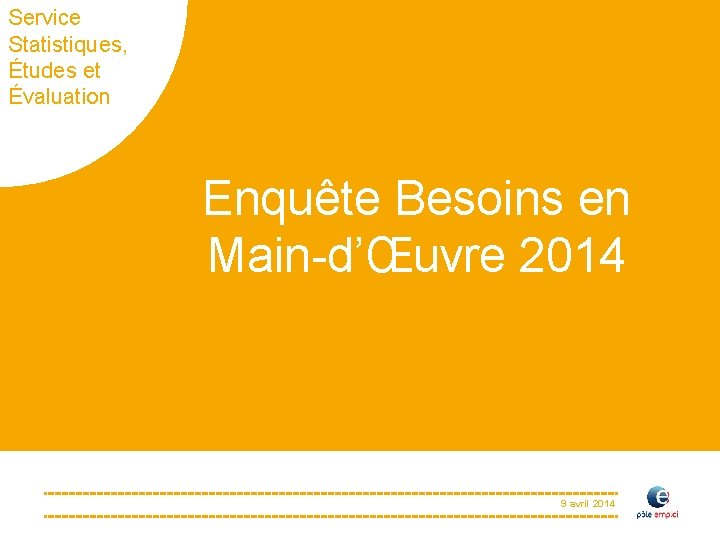 Service Statistiques, Études et Évaluation Enquête Besoins en Main-d’Œuvre 2014 9 avril 2014 